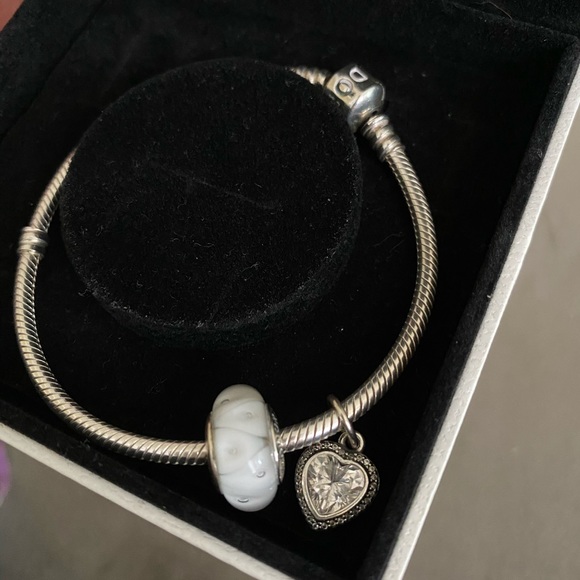 AUTHENTIC PANDORA BRACELET WITH 2 CHARMS💗 - Picture 2 of 4